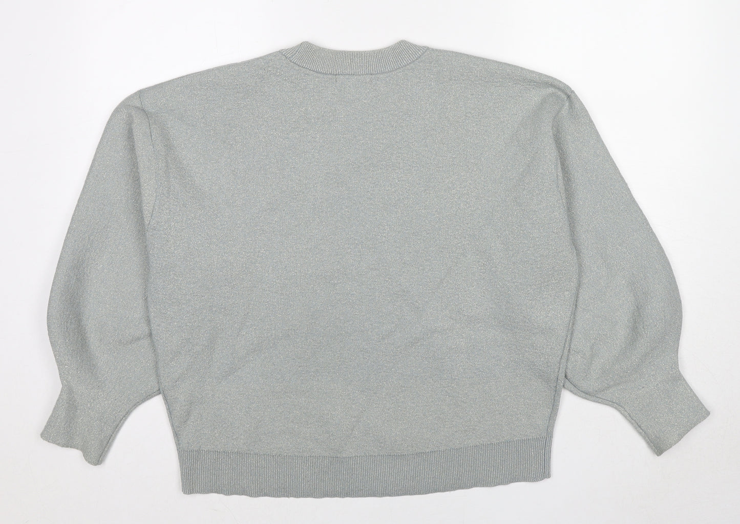 H&M Womens Grey Round Neck Viscose Pullover Jumper Size S