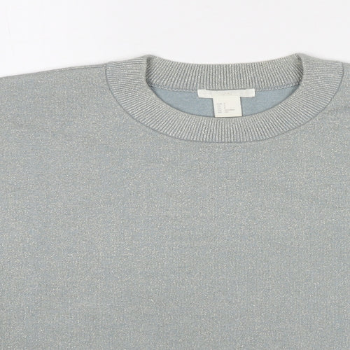 H&M Womens Grey Round Neck Viscose Pullover Jumper Size S