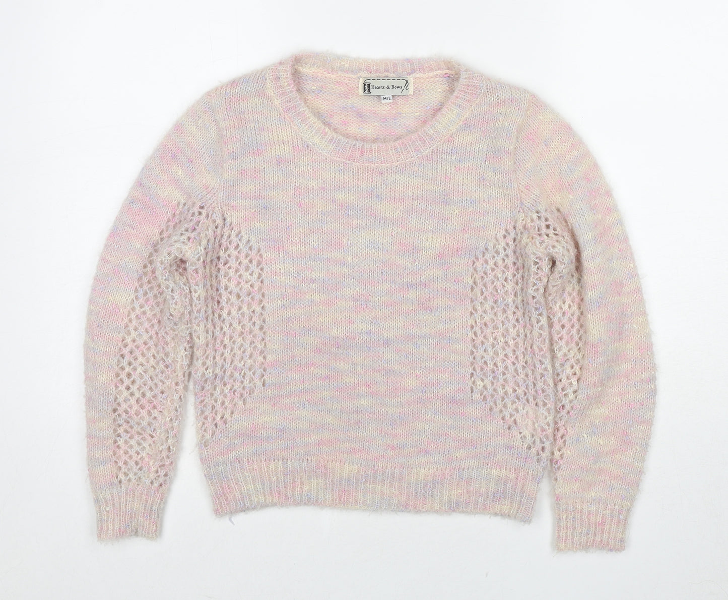 Hearts & Bows Womens Multicoloured Round Neck Acrylic Pullover Jumper Size M - Size M-L