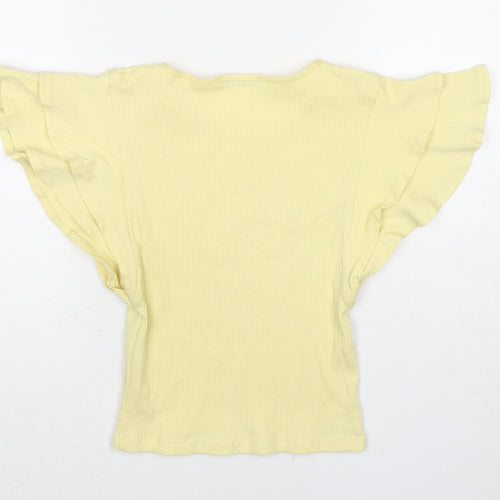 Zara Womens Yellow Cotton Basic Tank Size S Round Neck
