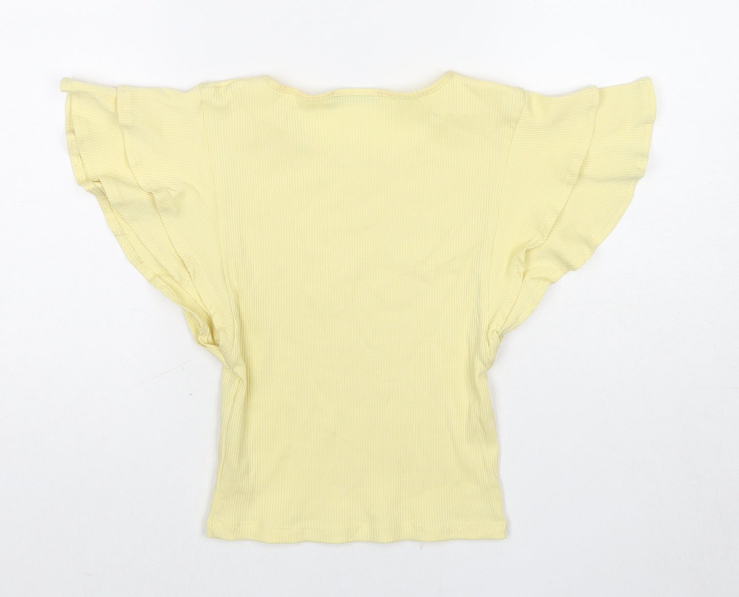 Zara Womens Yellow Cotton Basic Tank Size S Round Neck