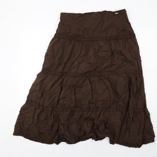 Minga Womens Brown Cotton Peasant Skirt Size 14 Zip