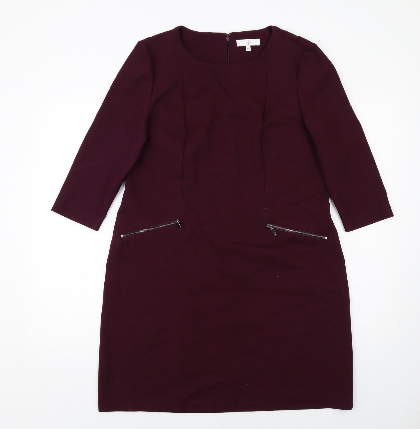 Jasper Conran Womens Red Polyamide Shift Size 14 Boat Neck Zip