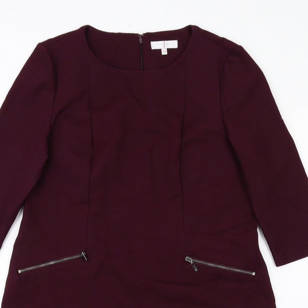 Jasper Conran Womens Red Polyamide Shift Size 14 Boat Neck Zip