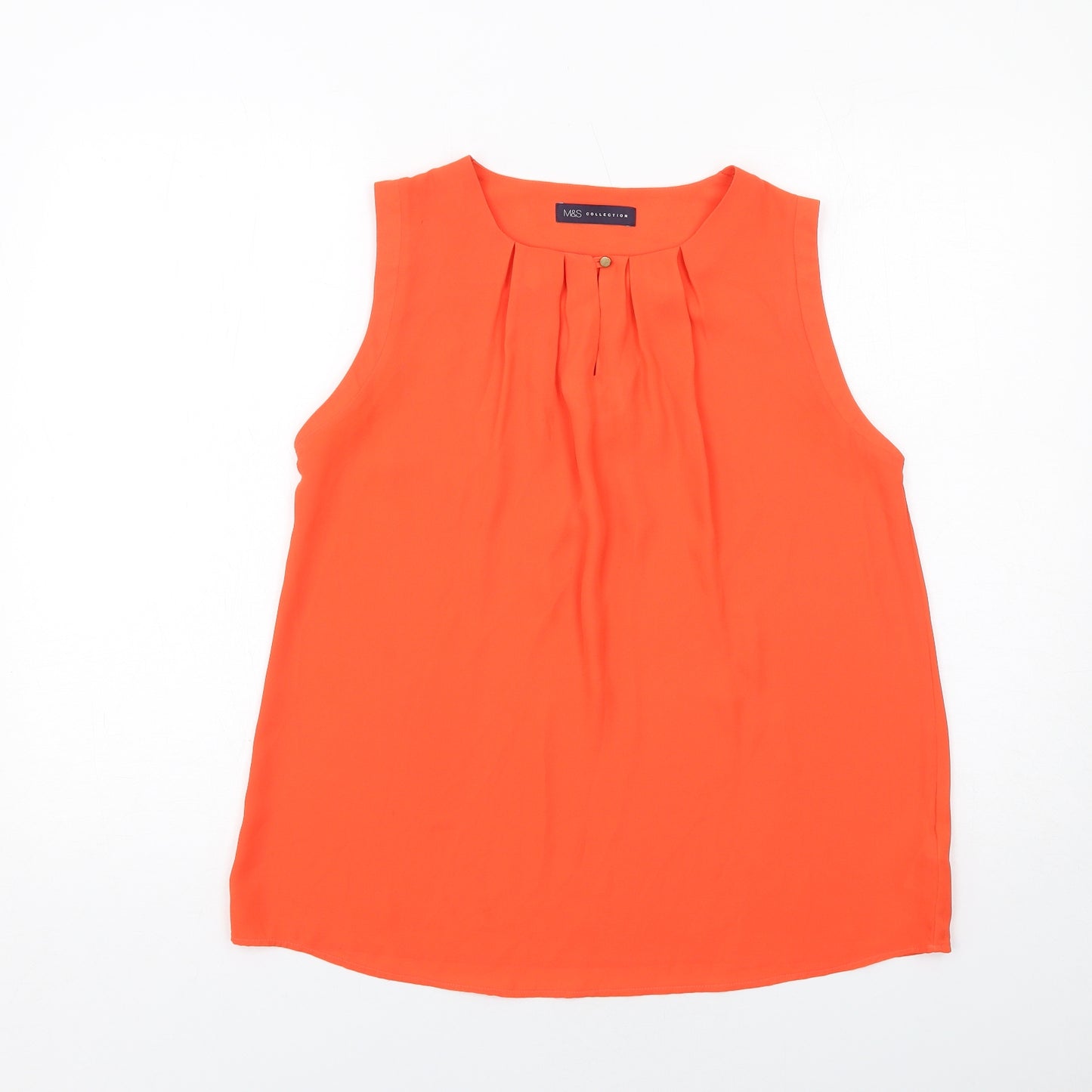 Marks and Spencer Womens Orange Polyester Basic Tank Size 12 Round Neck