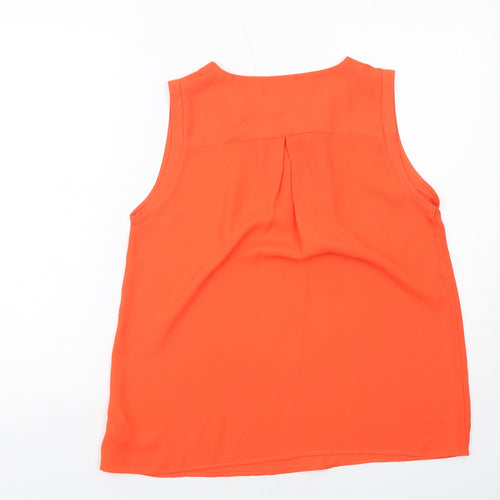 Marks and Spencer Womens Orange Polyester Basic Tank Size 12 Round Neck