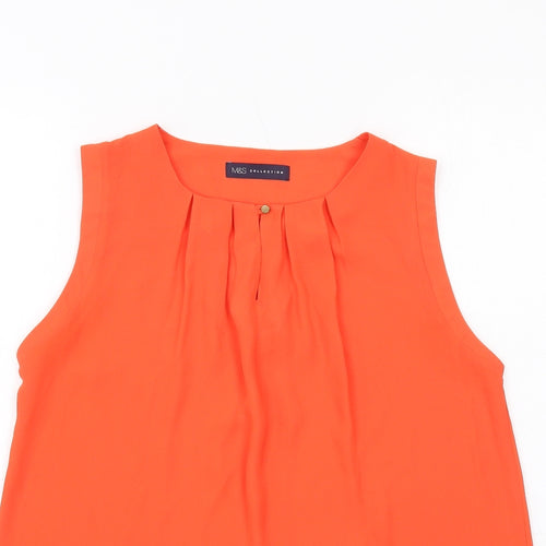Marks and Spencer Womens Orange Polyester Basic Tank Size 12 Round Neck