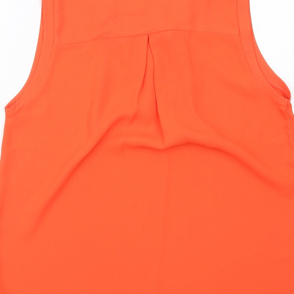 Marks and Spencer Womens Orange Polyester Basic Tank Size 12 Round Neck