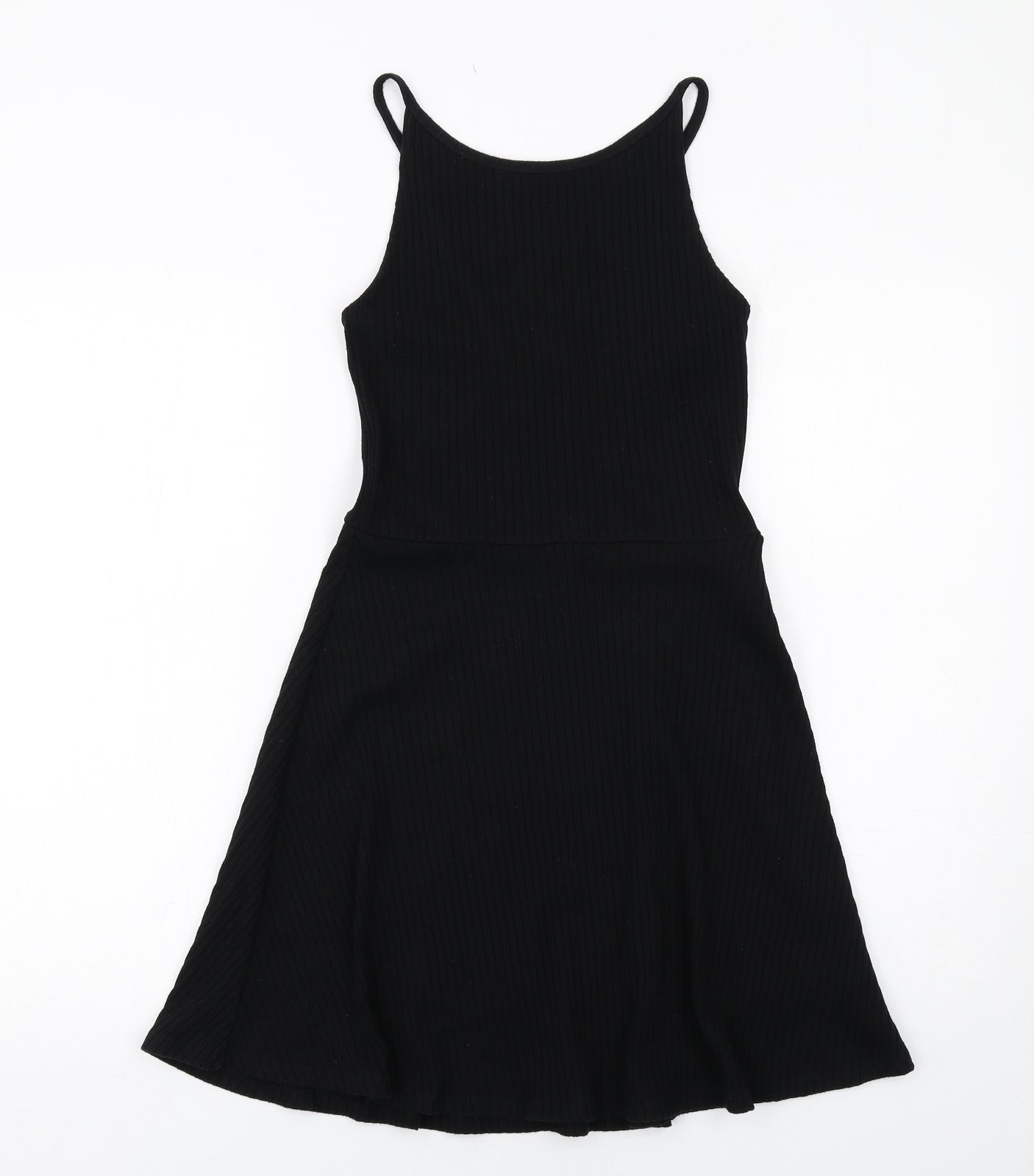 Topshop Womens Black Polyester Fit & Flare Size 12 Round Neck Pullover - Ribbed