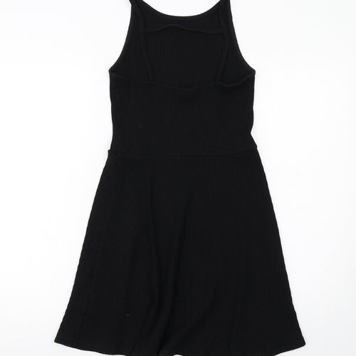 Topshop Womens Black Polyester Fit & Flare Size 12 Round Neck Pullover - Ribbed