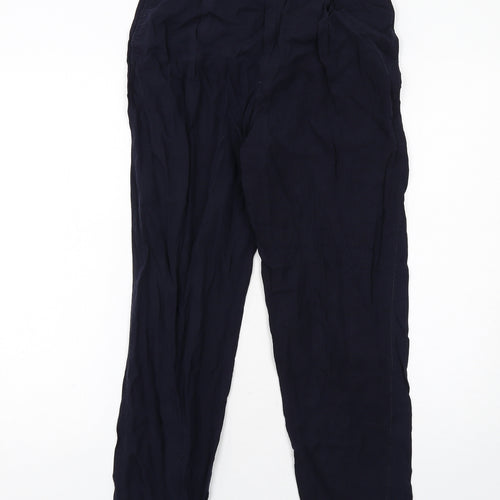 Zara Womens Blue Lyocell Trousers Size XS Regular Zip