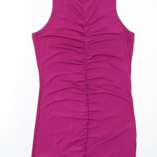 Noisy may Womens Pink Polyester Bodycon Size L V-Neck Pullover