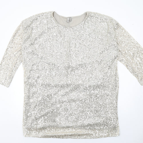 ASOS Womens Silver Polyester Shift Size 18 Round Neck Pullover