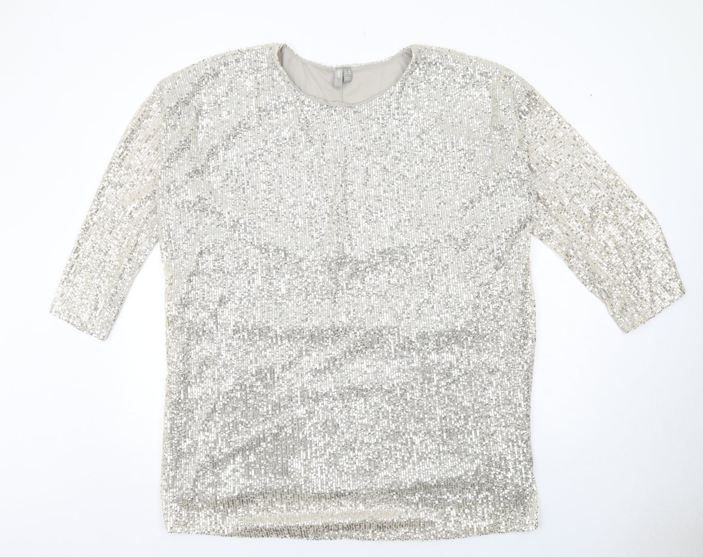 ASOS Womens Silver Polyester Shift Size 18 Round Neck Pullover