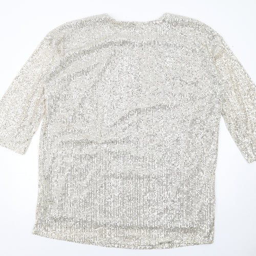 ASOS Womens Silver Polyester Shift Size 18 Round Neck Pullover