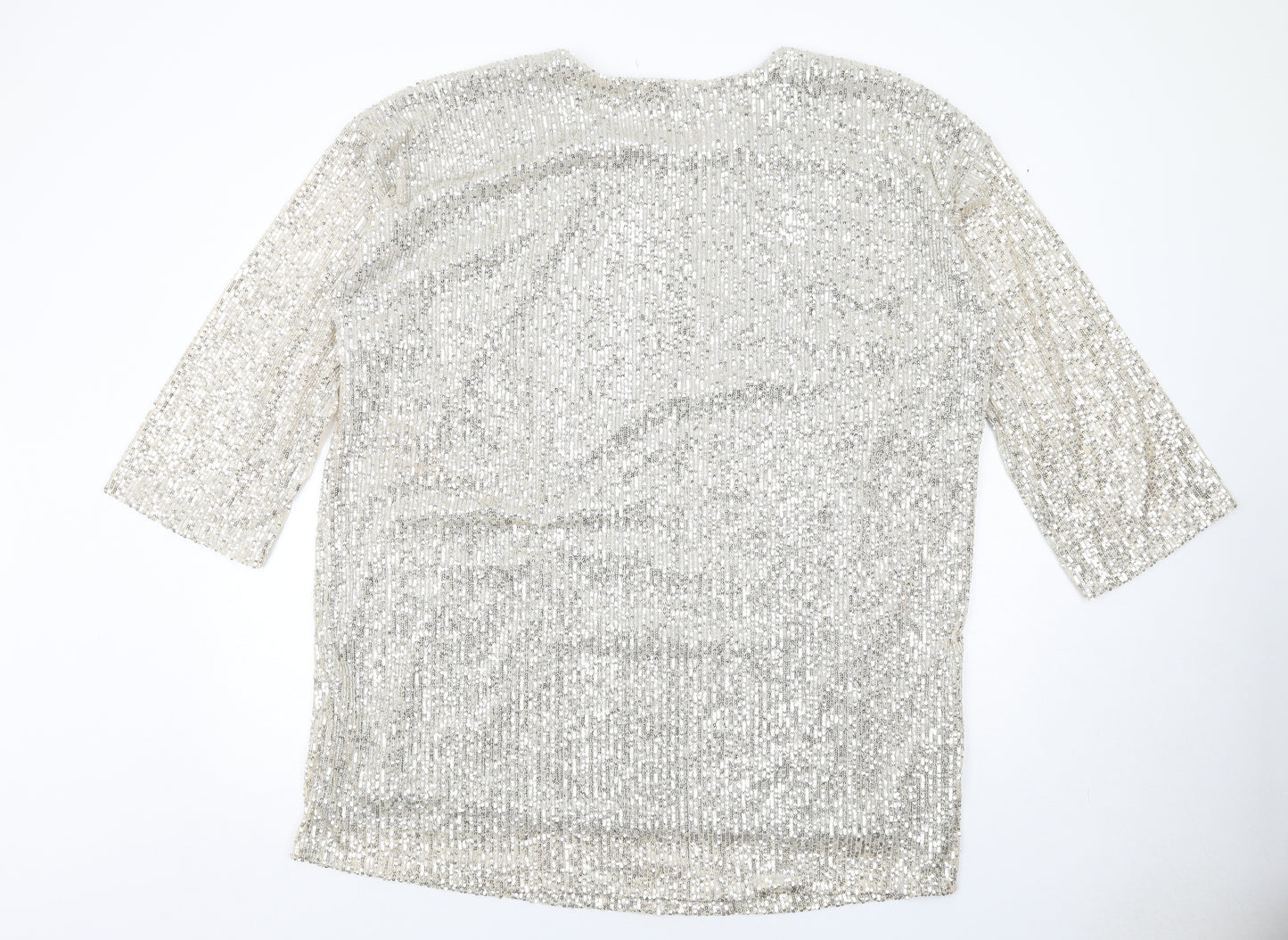 ASOS Womens Silver Polyester Shift Size 18 Round Neck Pullover