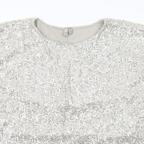 ASOS Womens Silver Polyester Shift Size 18 Round Neck Pullover