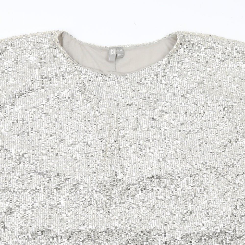 ASOS Womens Silver Polyester Shift Size 18 Round Neck Pullover