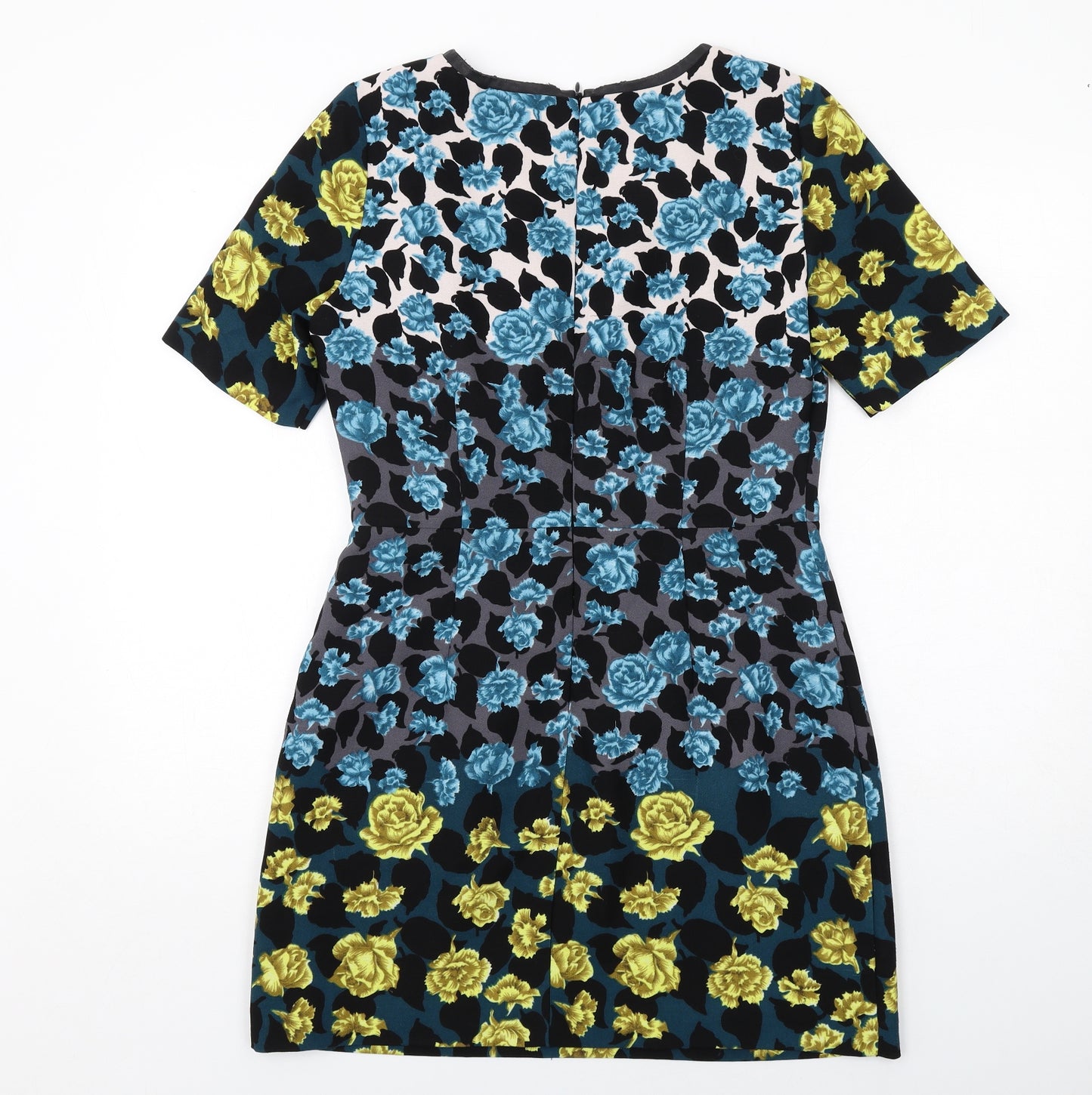 Oasis Womens Multicoloured Floral Polyester Shift Size 12 Boat Neck Zip