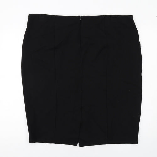Karen Millen Womens Black Viscose A-Line Skirt Size 22 Zip