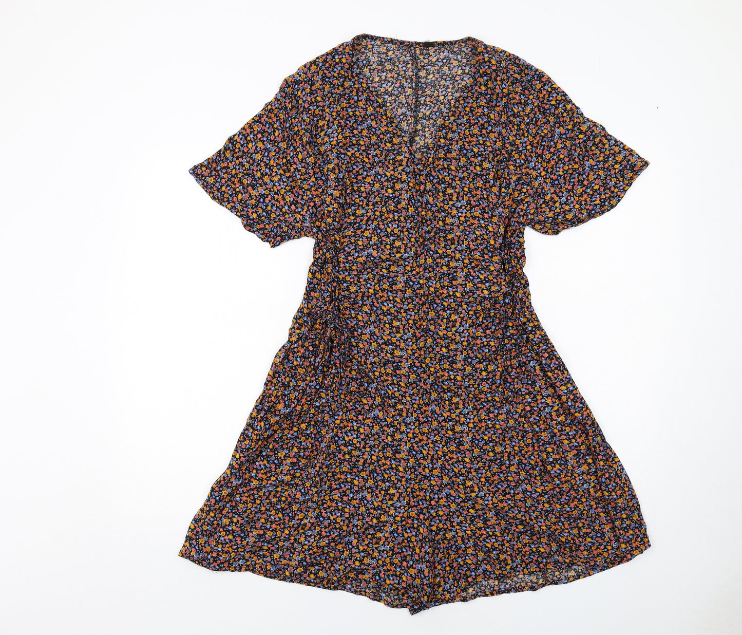 New Look Womens Multicoloured Floral Viscose Playsuit One-Piece Size 18 Button