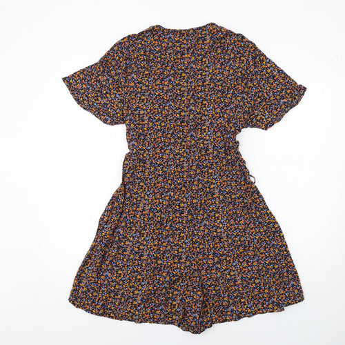 New Look Womens Multicoloured Floral Viscose Playsuit One-Piece Size 18 Button