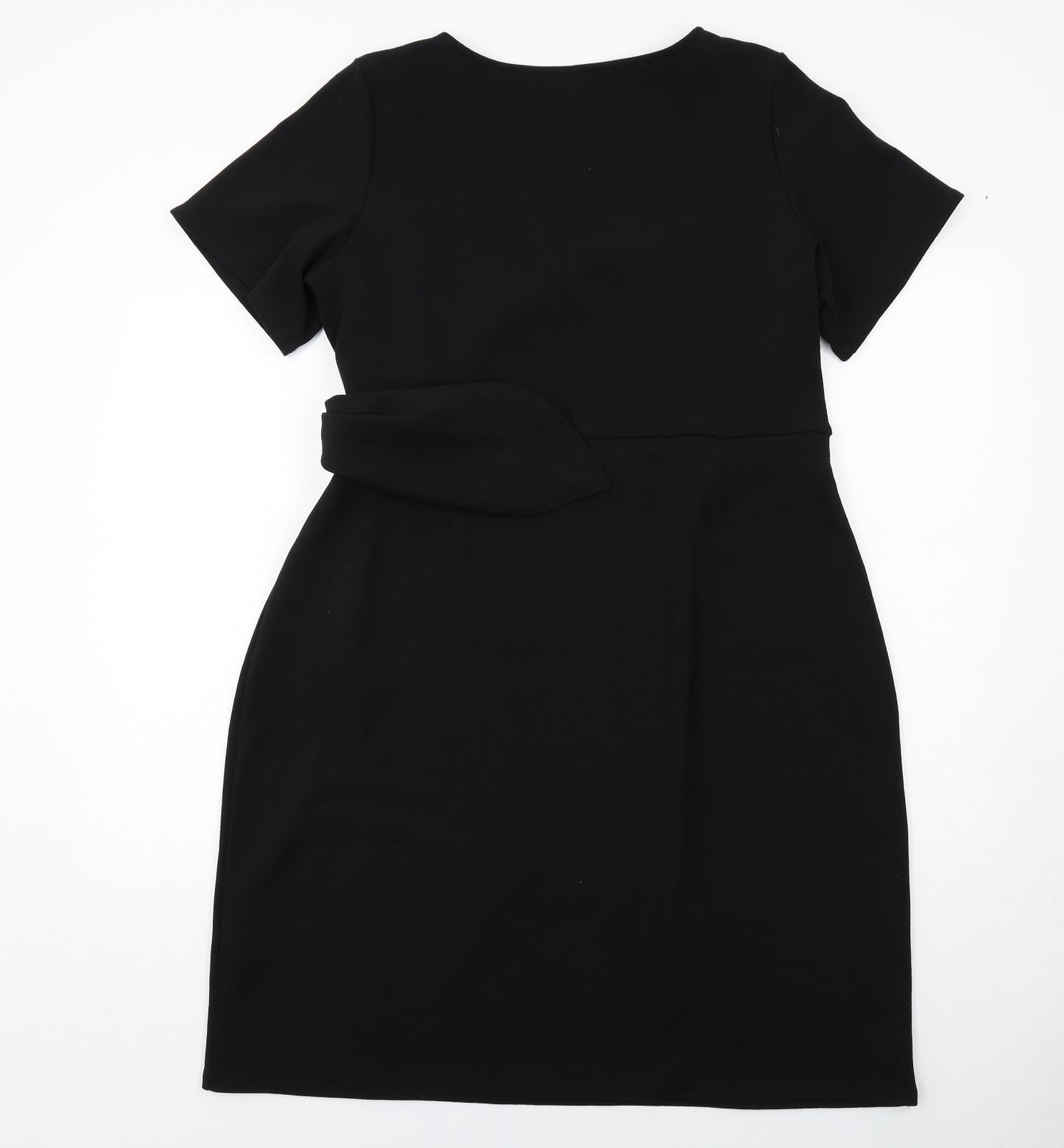 Dorothy Perkins Womens Black Polyester Wrap Dress Size 20 V-Neck Pullover