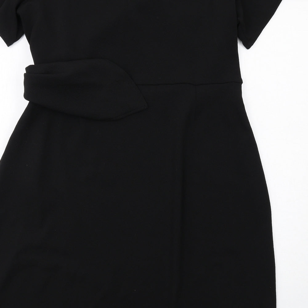 Dorothy Perkins Womens Black Polyester Wrap Dress Size 20 V-Neck Pullover
