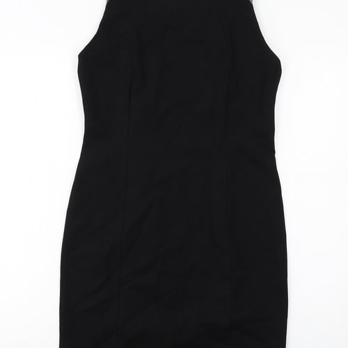Label Lab Womens Black Viscose Shift Size 12 Boat Neck Zip