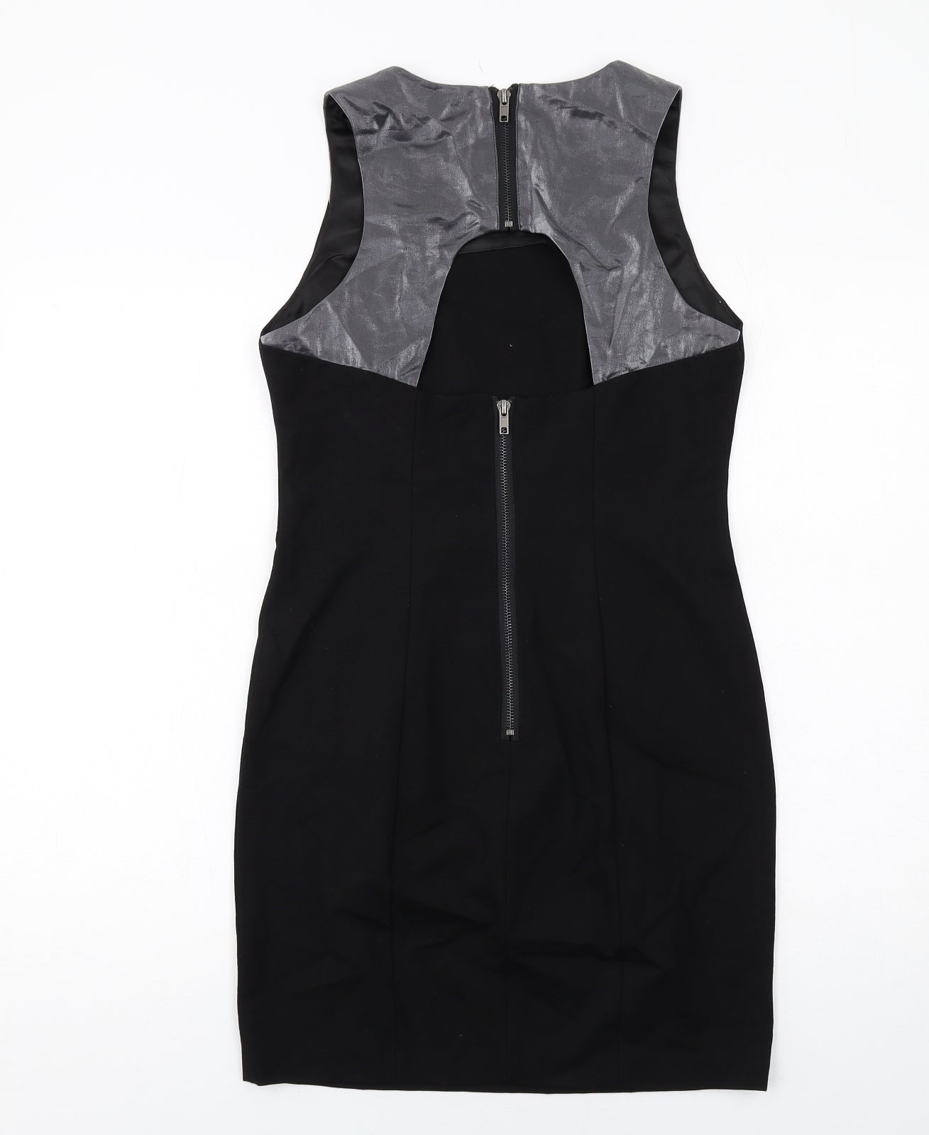 Label Lab Womens Black Viscose Shift Size 12 Boat Neck Zip