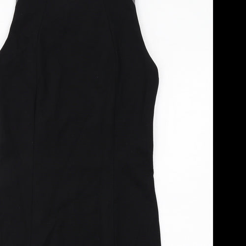 Label Lab Womens Black Viscose Shift Size 12 Boat Neck Zip