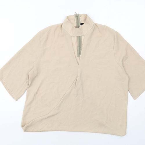Boohoo Womens Beige Polyester Basic Blouse Size 8 Halter