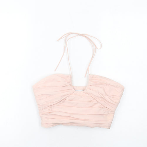 Zara Womens Pink Polyester Cropped Tank Size M Scoop Neck