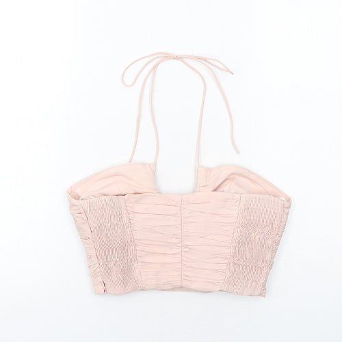 Zara Womens Pink Polyester Cropped Tank Size M Scoop Neck