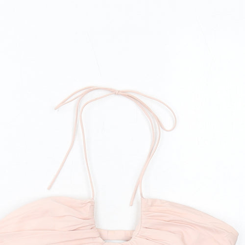 Zara Womens Pink Polyester Cropped Tank Size M Scoop Neck