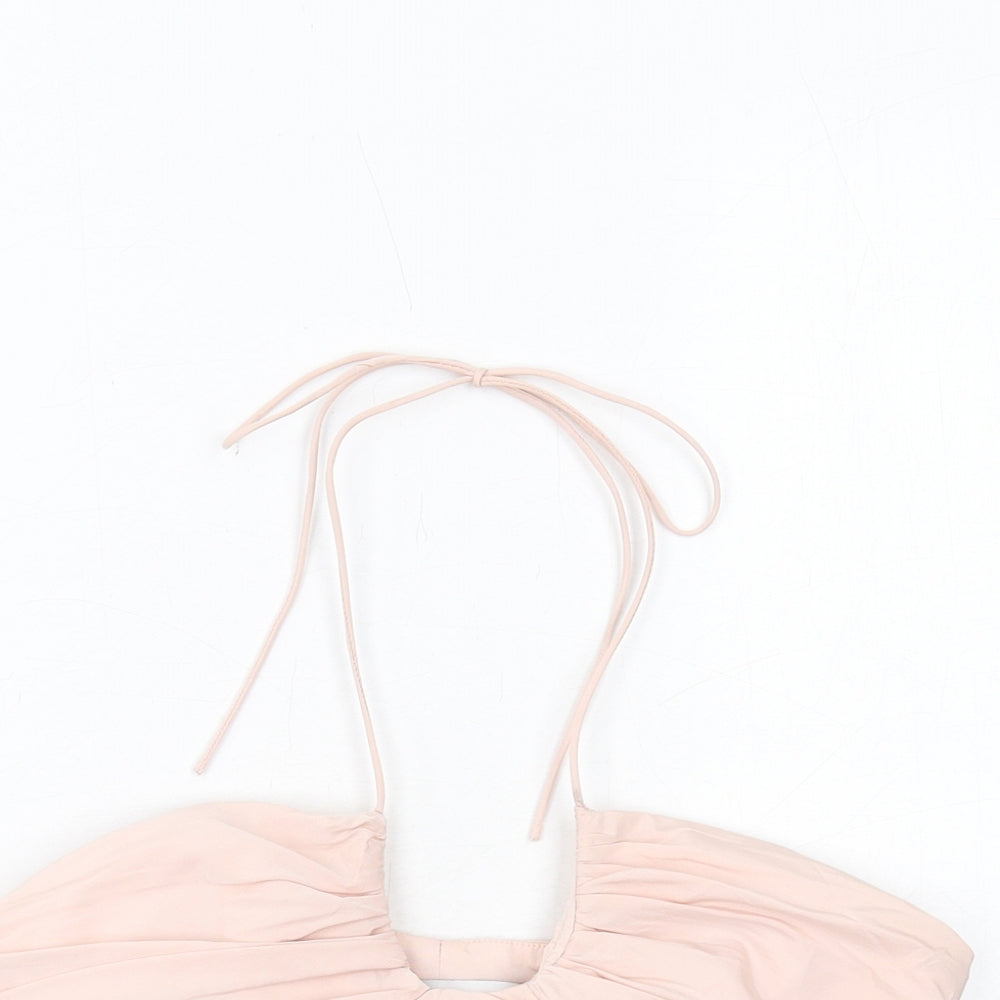 Zara Womens Pink Polyester Cropped Tank Size M Scoop Neck