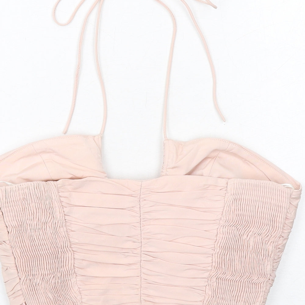 Zara Womens Pink Polyester Cropped Tank Size M Scoop Neck