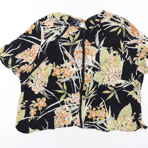 New Look Womens Multicoloured Floral Viscose Basic Blouse Size 18 Round Neck