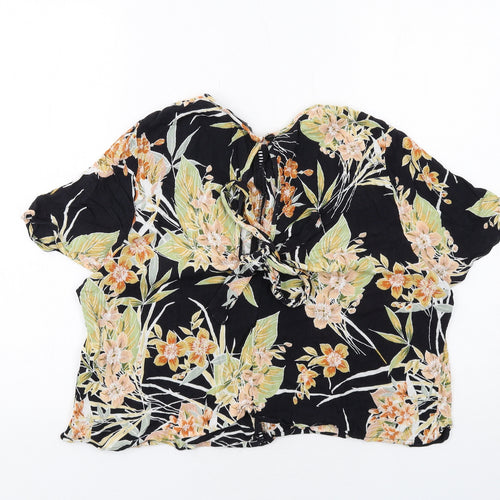 New Look Womens Multicoloured Floral Viscose Basic Blouse Size 18 Round Neck