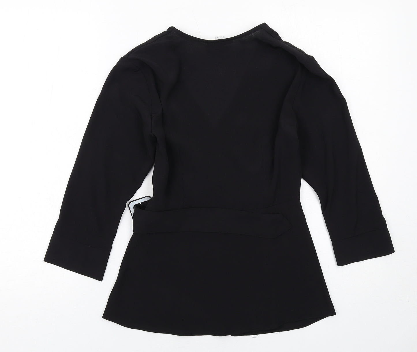 Topshop Womens Black Polyester Basic Blouse Size 6 Round Neck