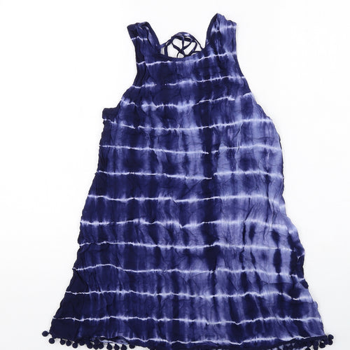 Glamorous Womens Blue Tie Dye Viscose Tank Dress Size XS Round Neck Pullover