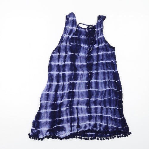 Glamorous Womens Blue Tie Dye Viscose Tank Dress Size XS Round Neck Pullover