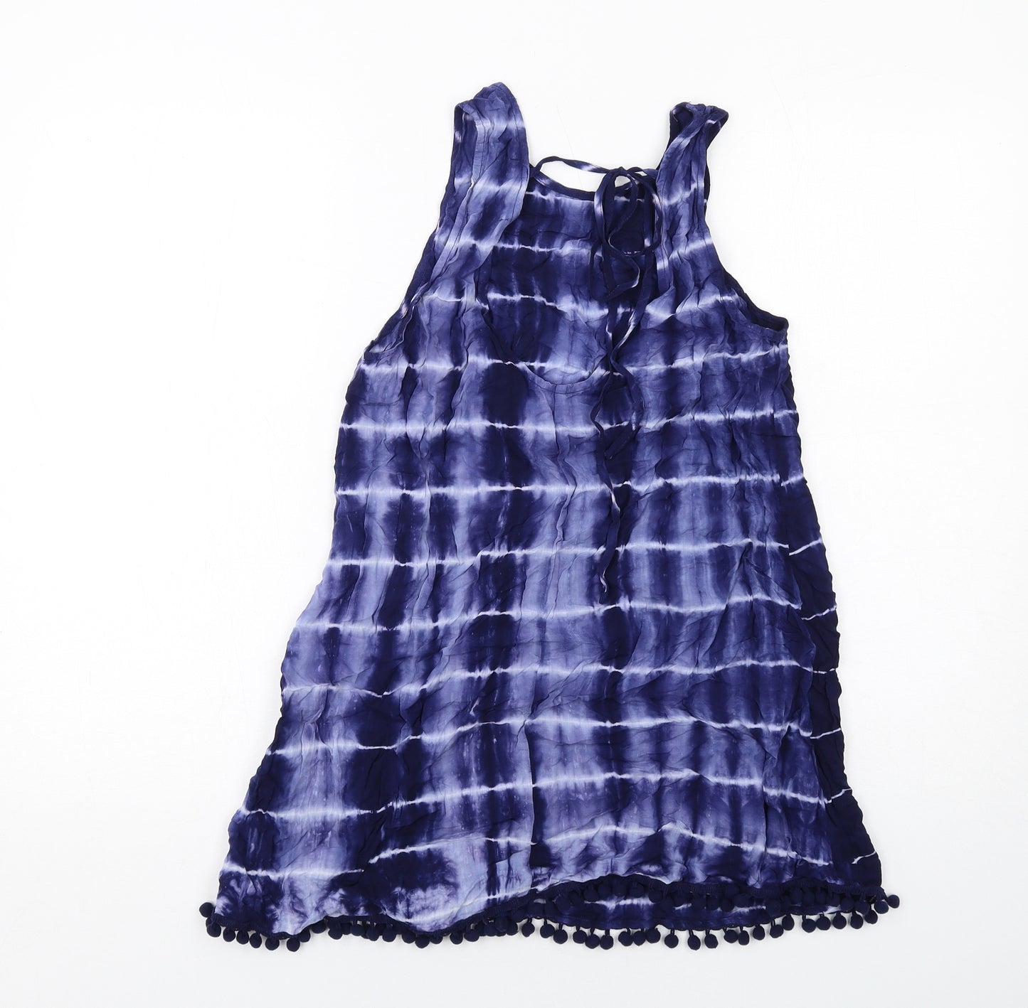 Glamorous Womens Blue Tie Dye Viscose Tank Dress Size XS Round Neck Pullover