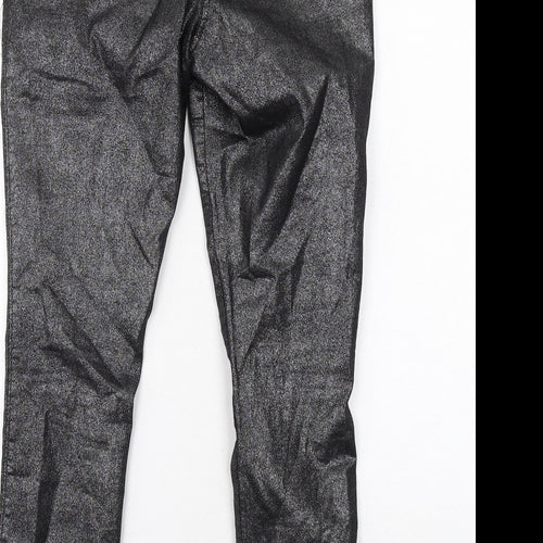 NEXT Womens Black Cotton Skinny Jeans Size 12 Regular Zip - Coated