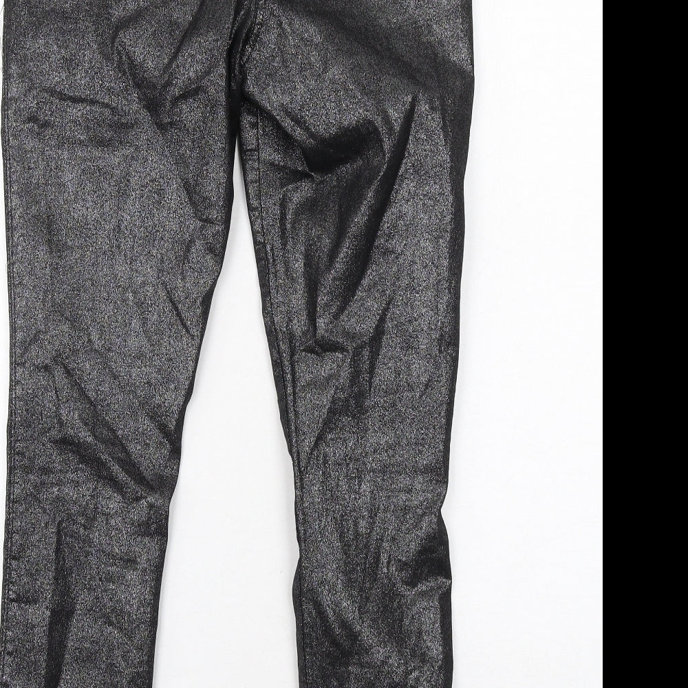 NEXT Womens Black Cotton Skinny Jeans Size 12 Regular Zip - Coated