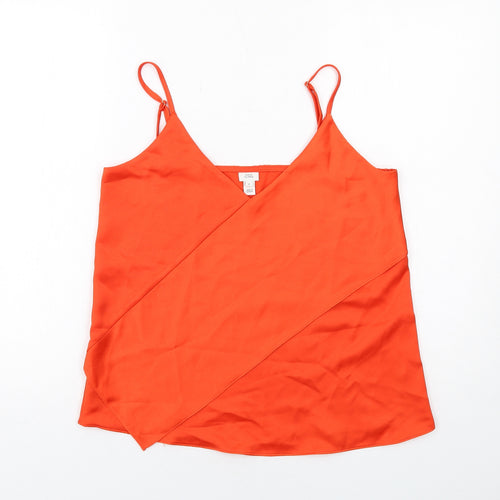 River Island Womens Orange Polyester Basic Tank Size 8 V-Neck