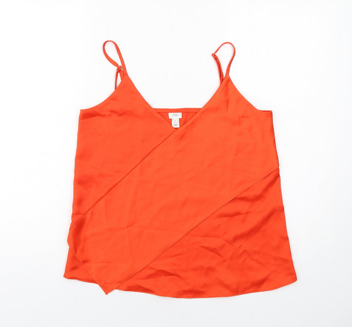 River Island Womens Orange Polyester Basic Tank Size 8 V-Neck