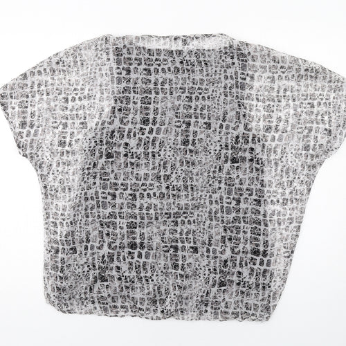 Comma Womens Black Geometric Polyester Basic Blouse Size 12 Round Neck