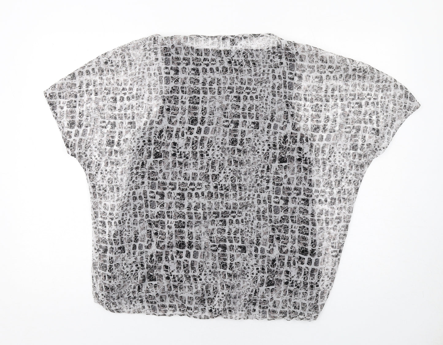 Comma Womens Black Geometric Polyester Basic Blouse Size 12 Round Neck
