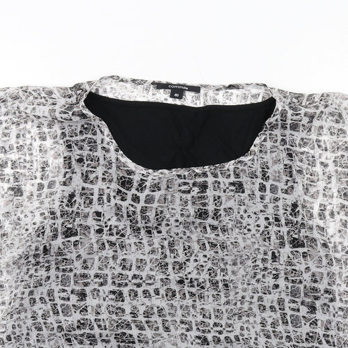 Comma Womens Black Geometric Polyester Basic Blouse Size 12 Round Neck